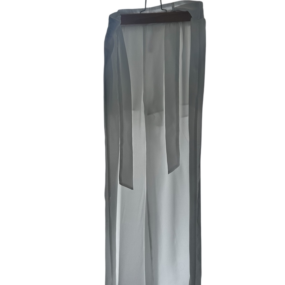 White Satin Wide-Leg Pants Beach Vacation - Picture 3 of 8